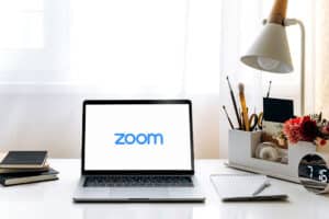 Zoom icon on a white screen of Macbook